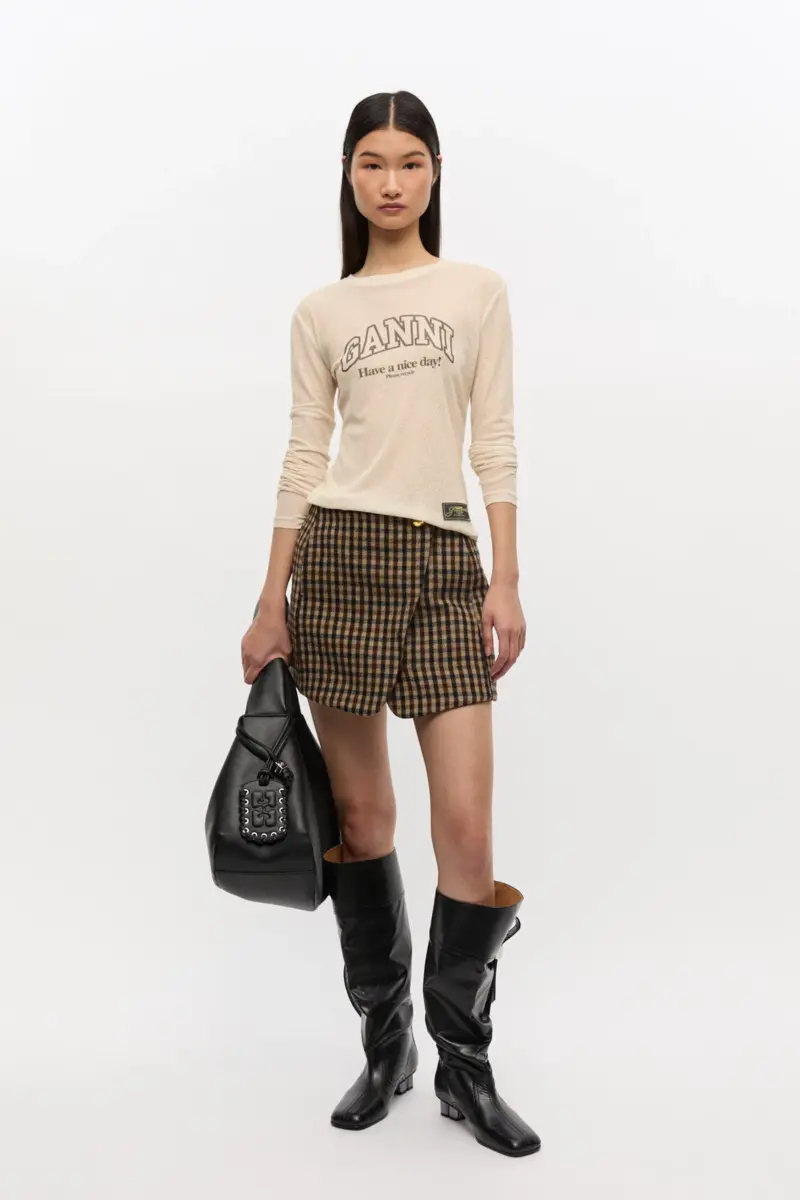 Bedrukte gemêleerde mesh top met lange mouwen