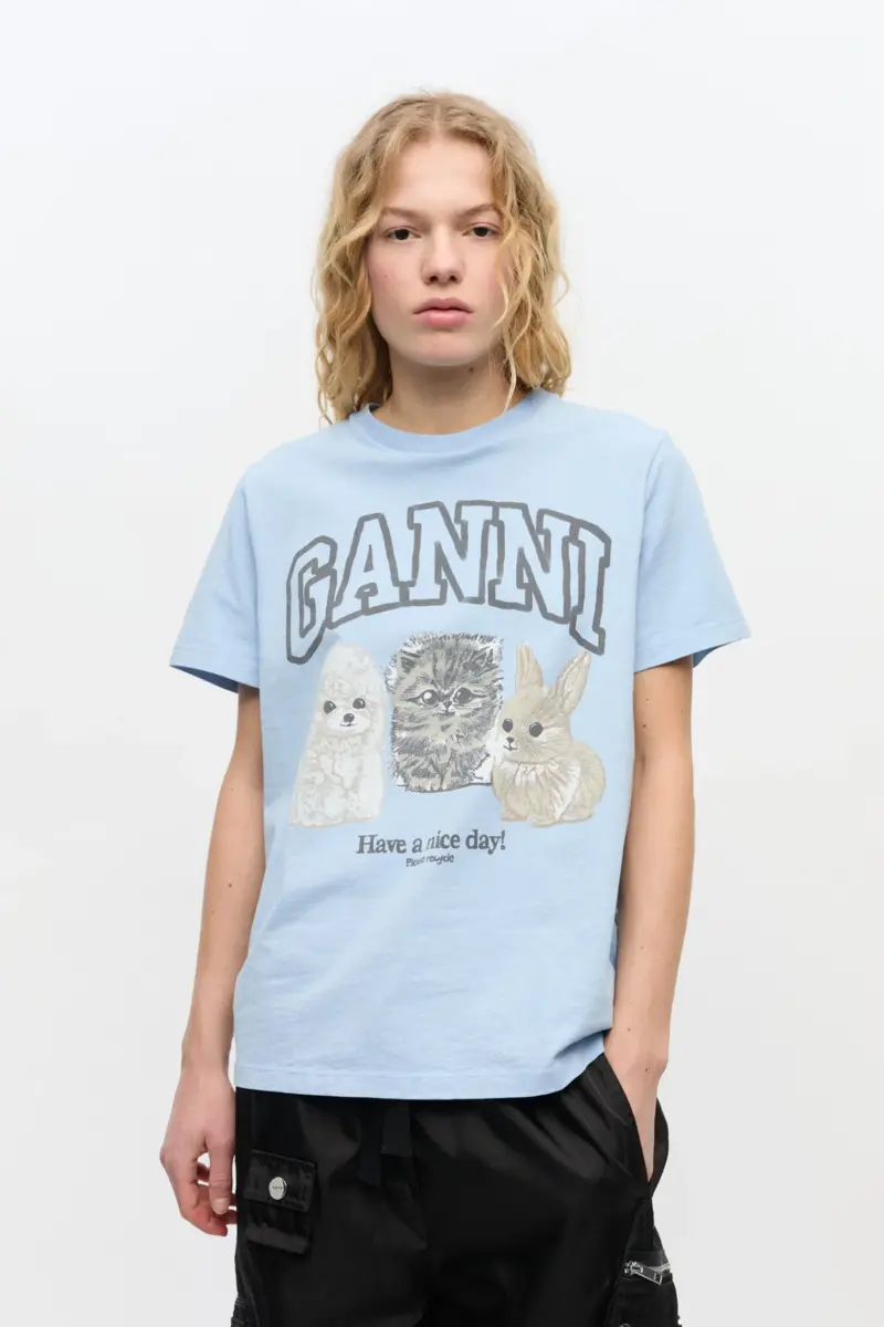 Blauw T-shirt met dierenprint