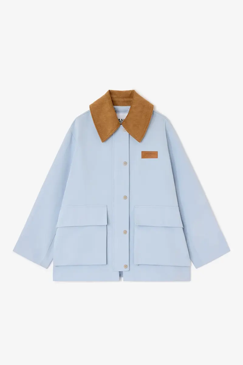 Blauw twill midi-jasje