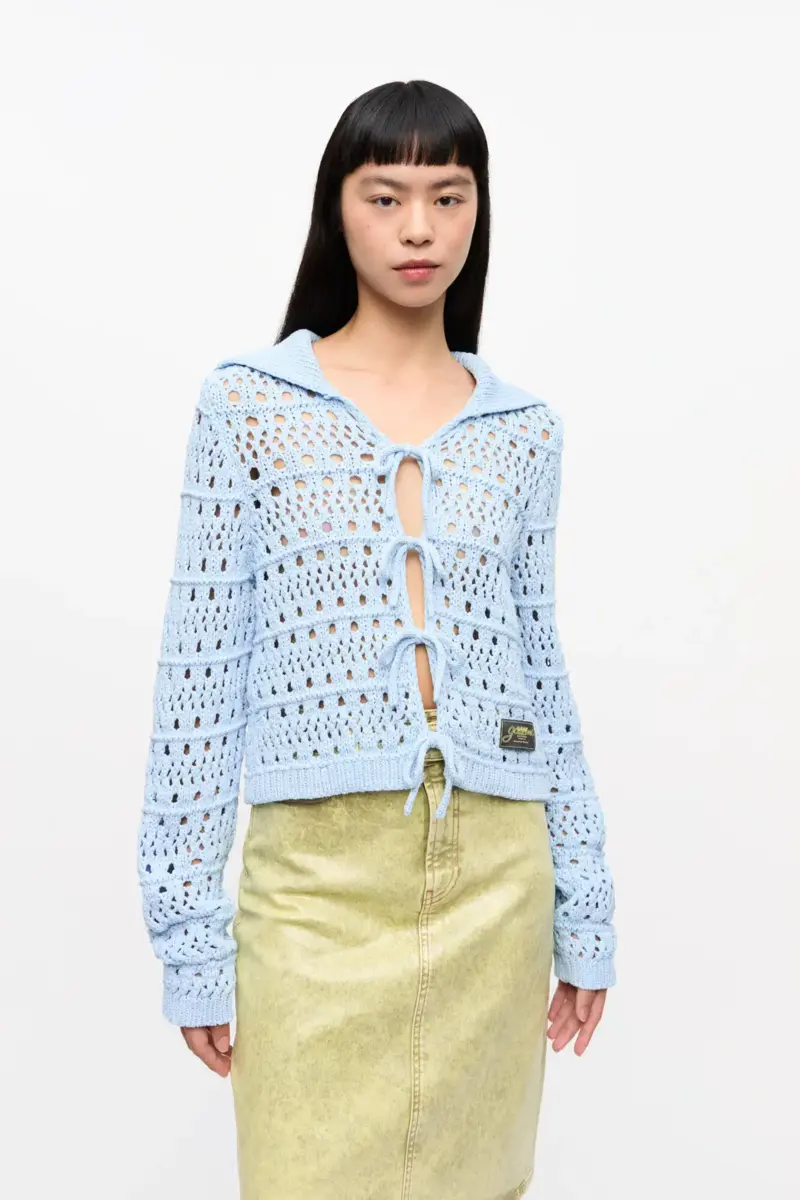 Blauw vest met strikband