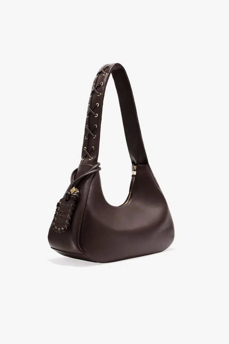 Bruine medium hobo-tas met veters