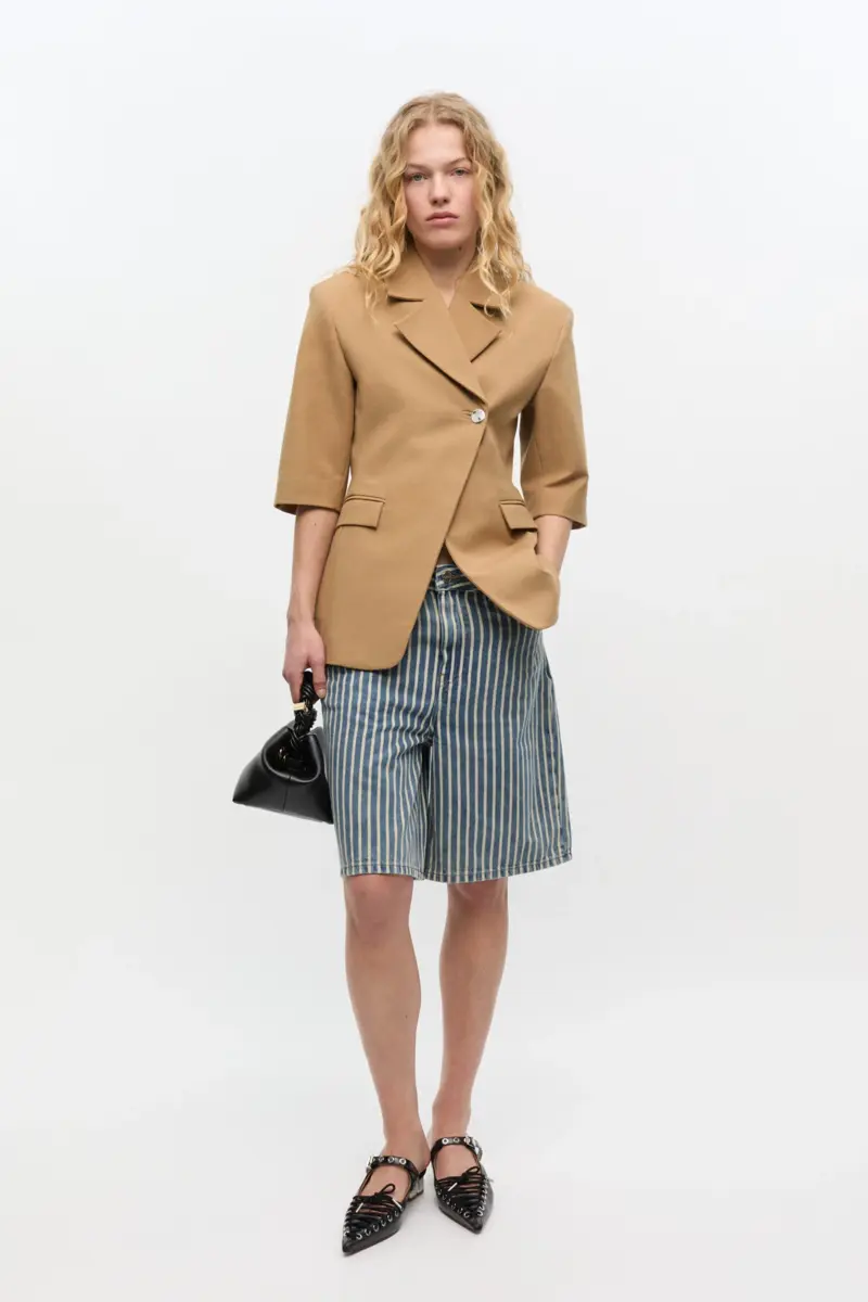 Camelkleurige blazer met 3/4 mouwen