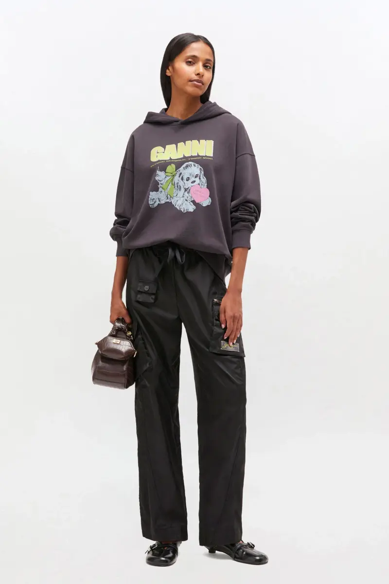 Donkergrijze hoodie met puppyprint