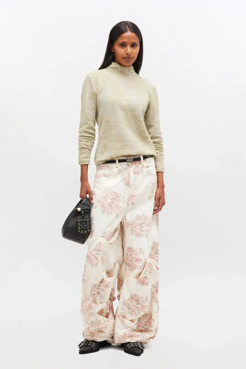 Draped jeans met bloemenprint