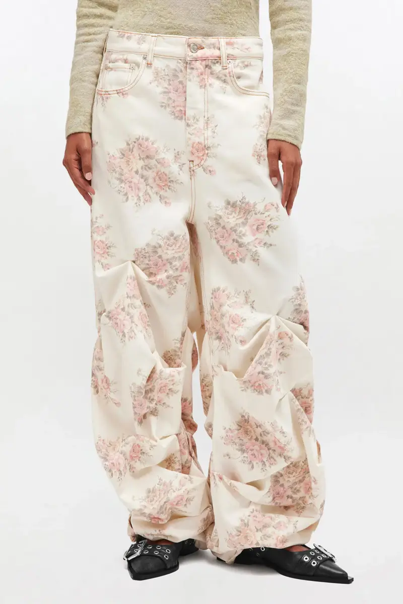 Draped jeans met bloemenprint