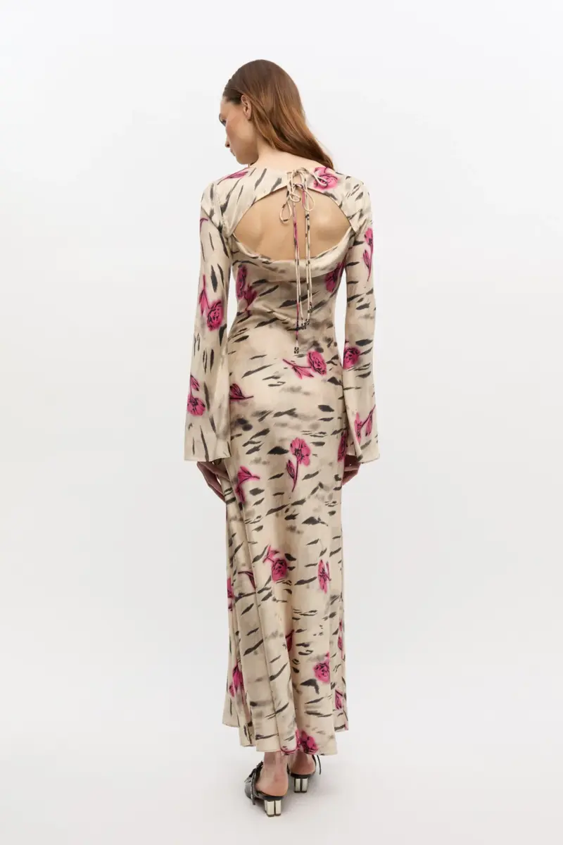Floral Satin Maxi Dress