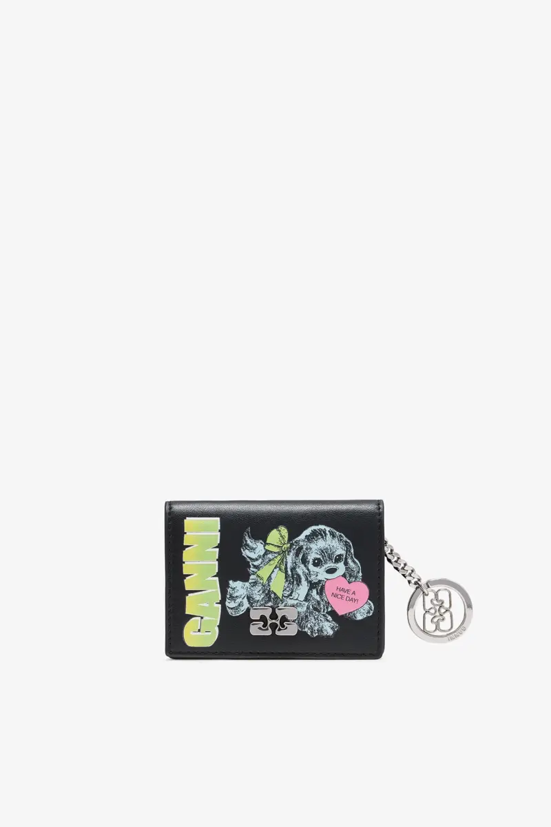 GANNI-kaarthouder in blauw met flap en hond