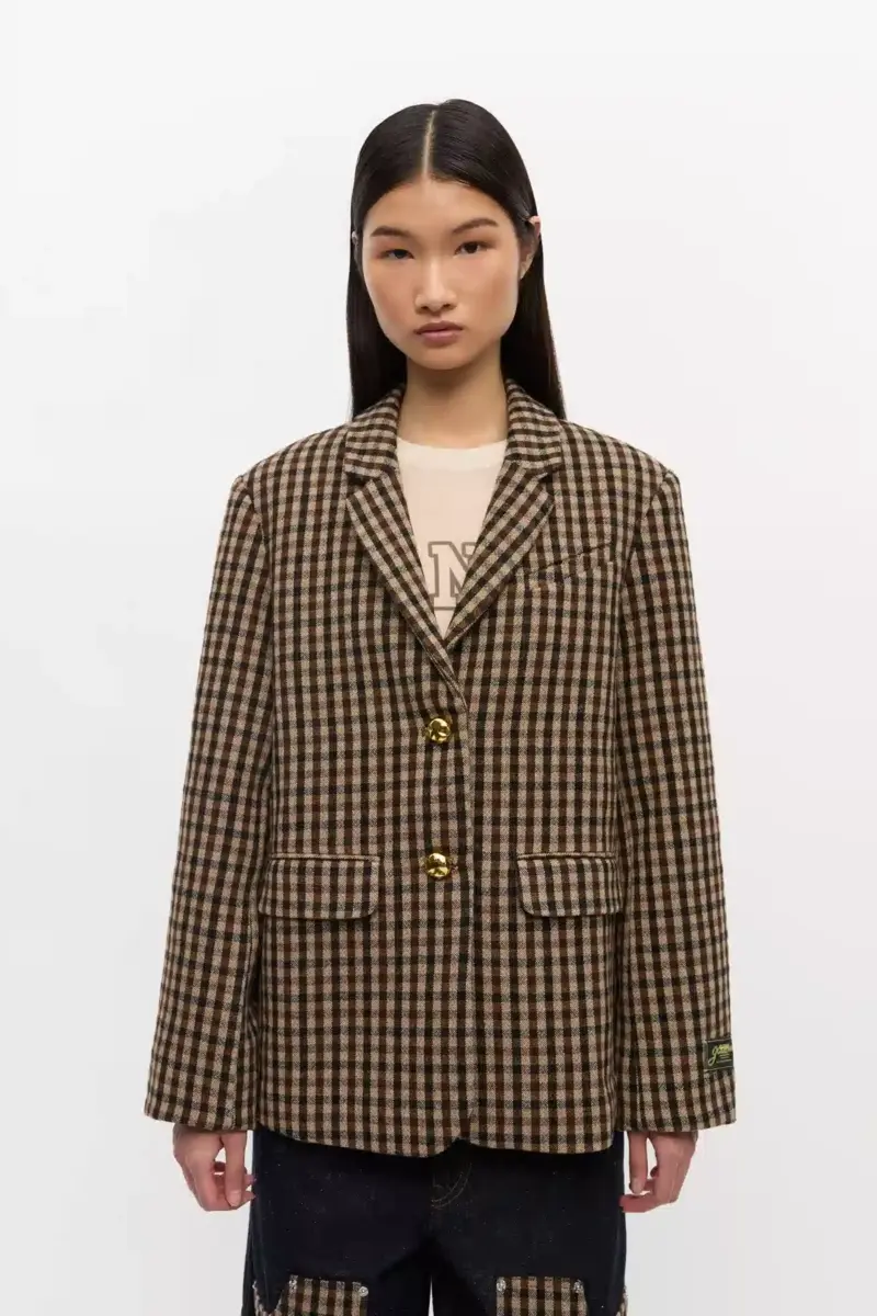 Geruite wollen blazer