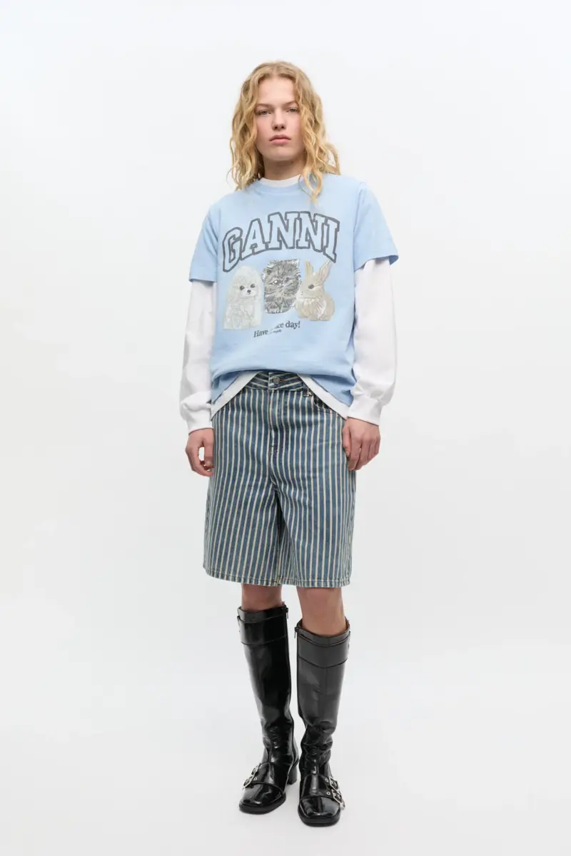 gestreepte denim short 1 - Gestreepte denim short