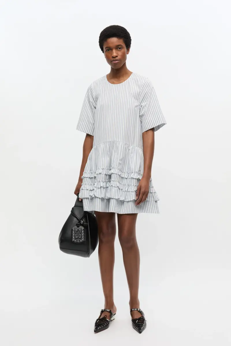 Gestreepte mini-jurk van biologisch katoen