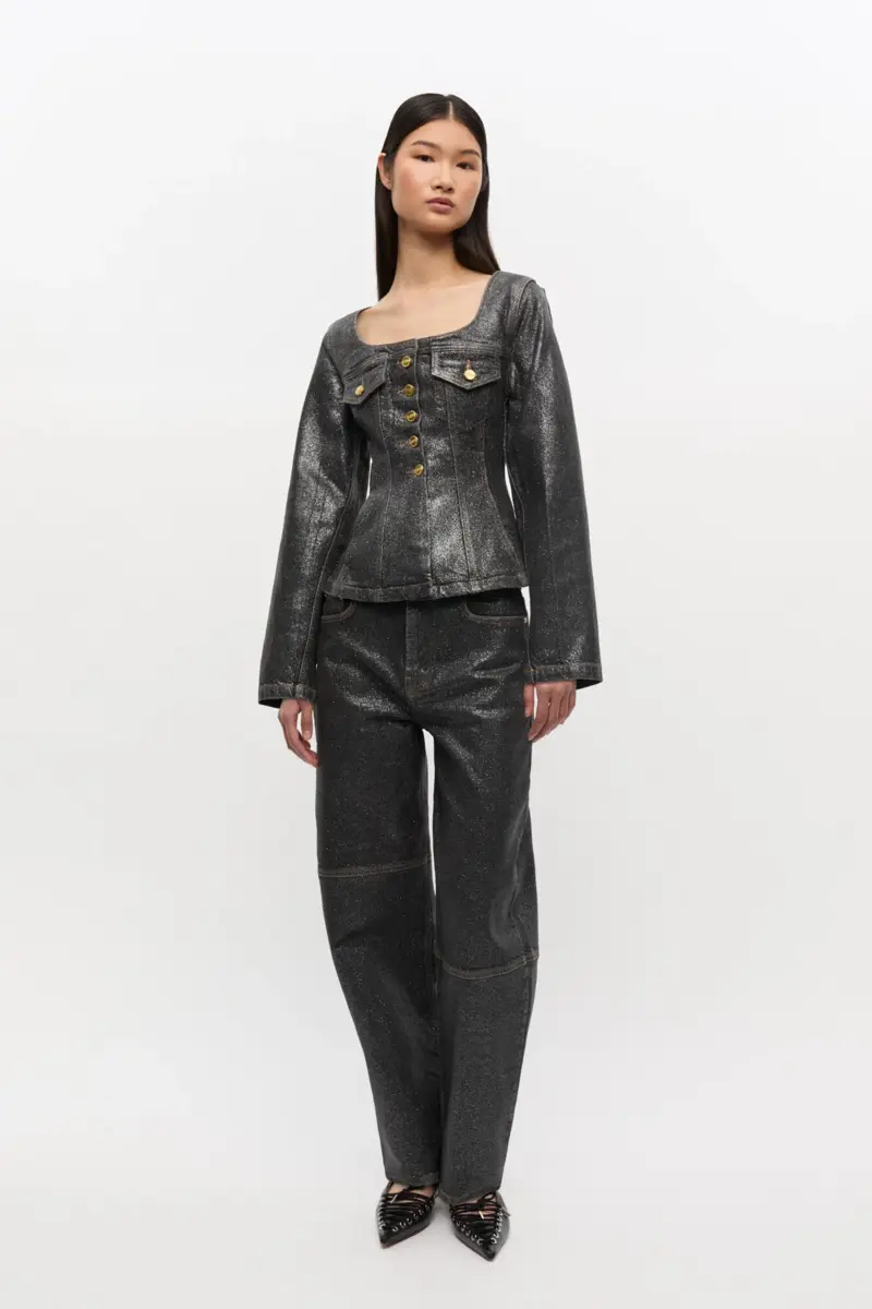 Glanzende denim blazer