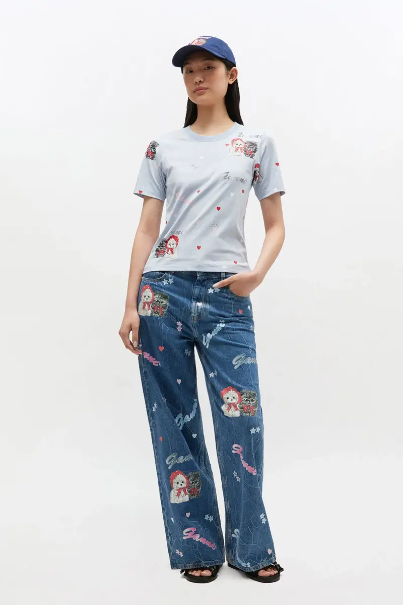 Grijs cropped T-shirt met dierenprint