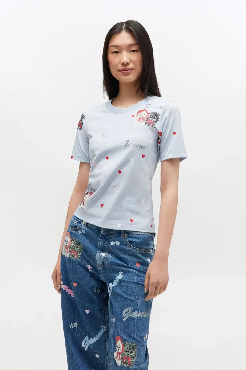 Grijs cropped T-shirt met dierenprint