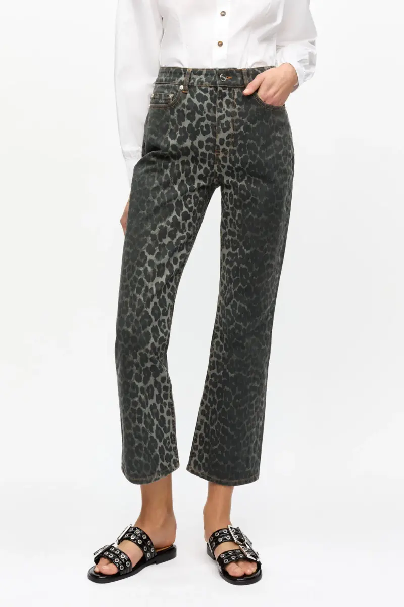Grijze Leopard Betzy-jeans