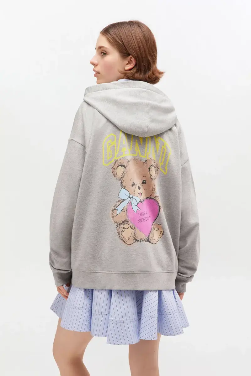 Grijze teddy hoodie met ritssluiting