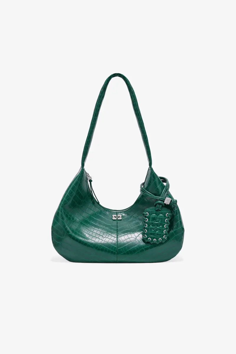 Groene Croco Medium Hobo-tas