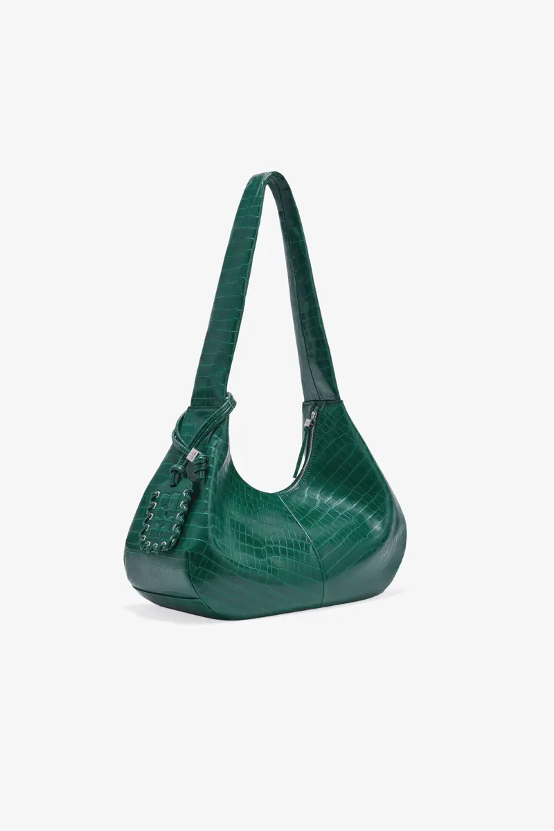 Groene Croco Medium Hobo-tas