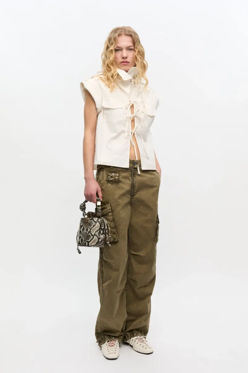 Groene gewassen twill broek