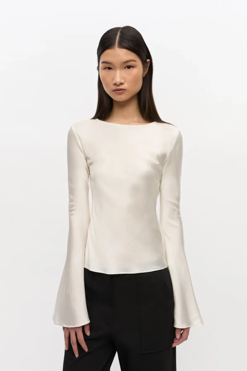 Ivoor satijnen blouse