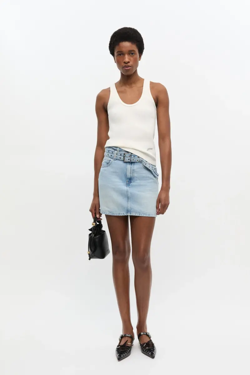 Ivoorkleurige geribde tanktop