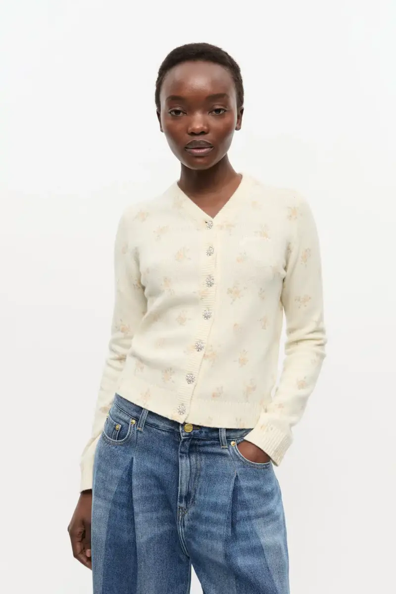 Ivoorwitte cardigan van gemengd wol