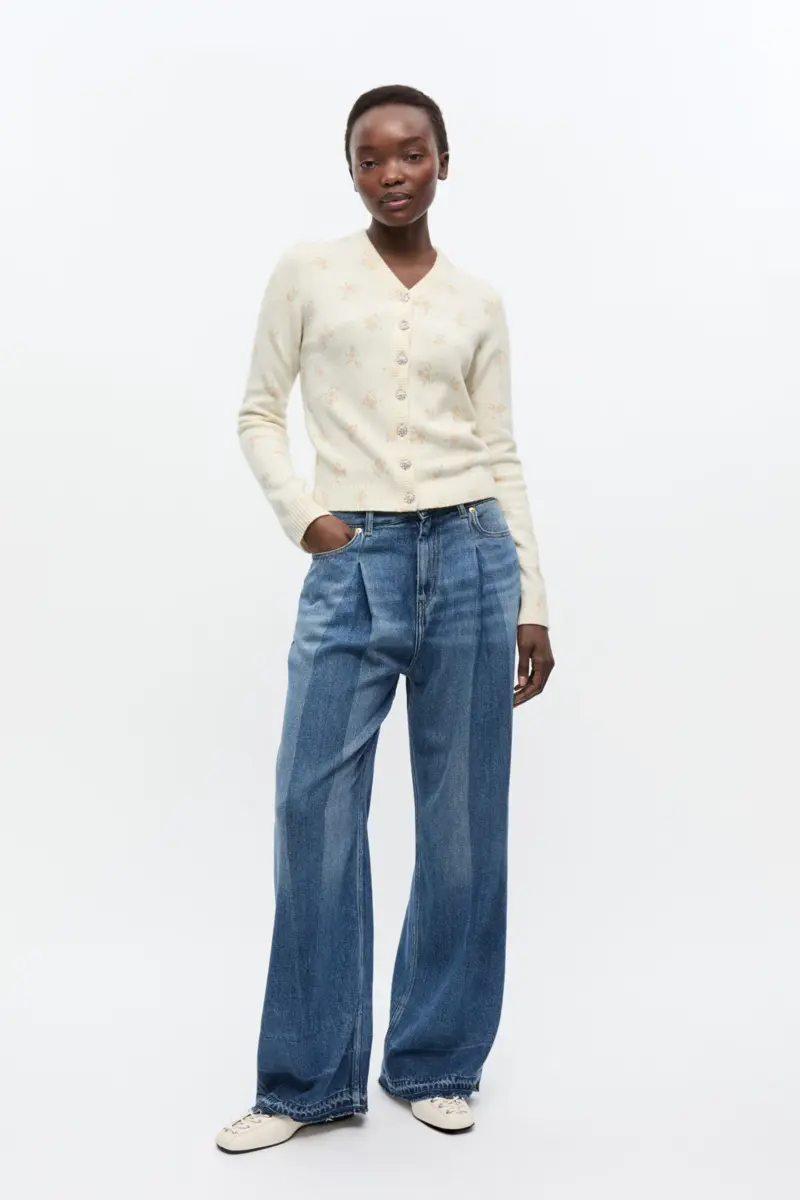 Ivoorwitte cardigan van gemengd wol