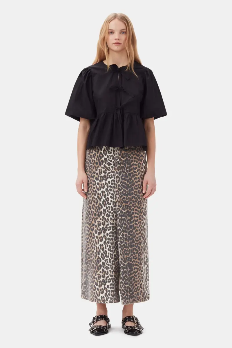 Katoenen popeline peplum blouse met strik