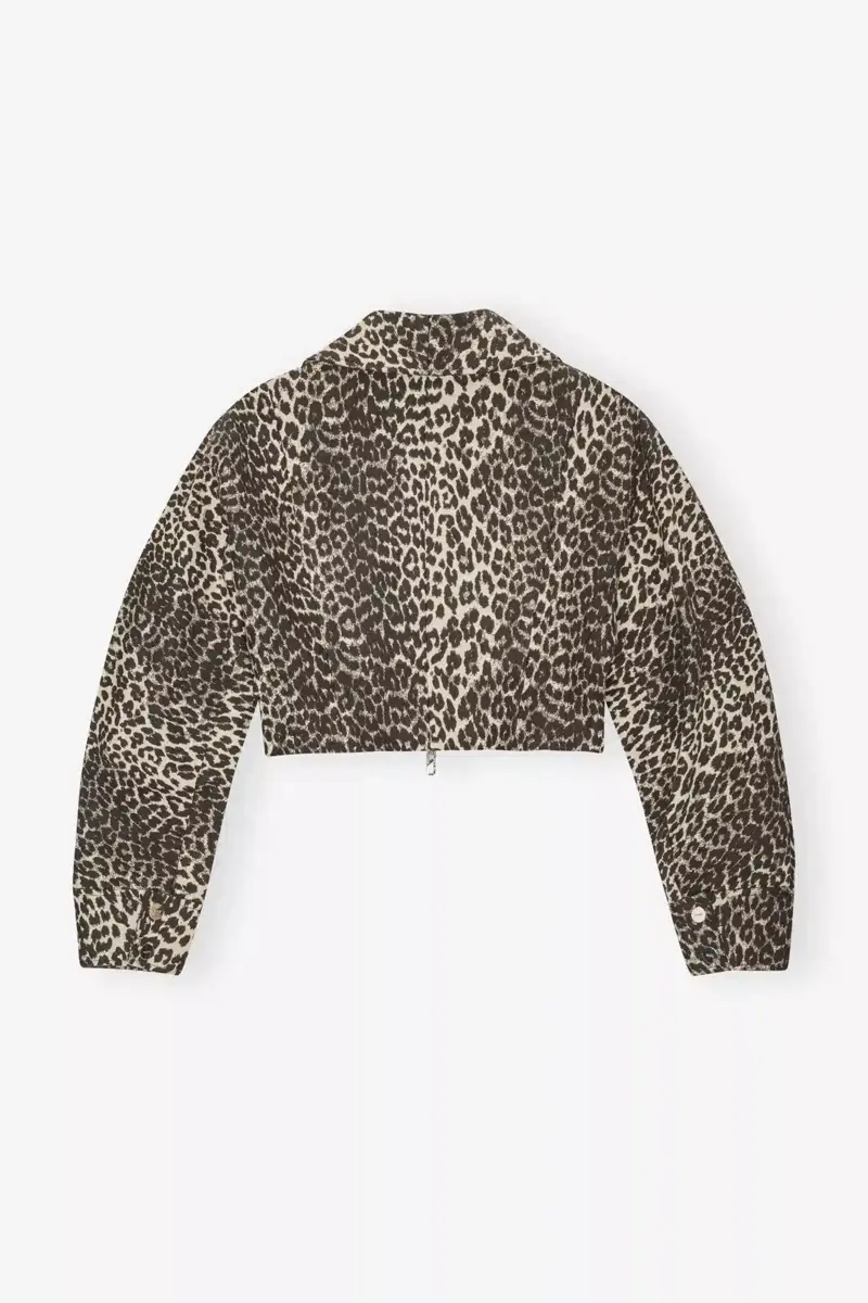 Korte jas met luipaardprint en gebogen mouwen Korte jas met luipaardprint en gebogen mouwen