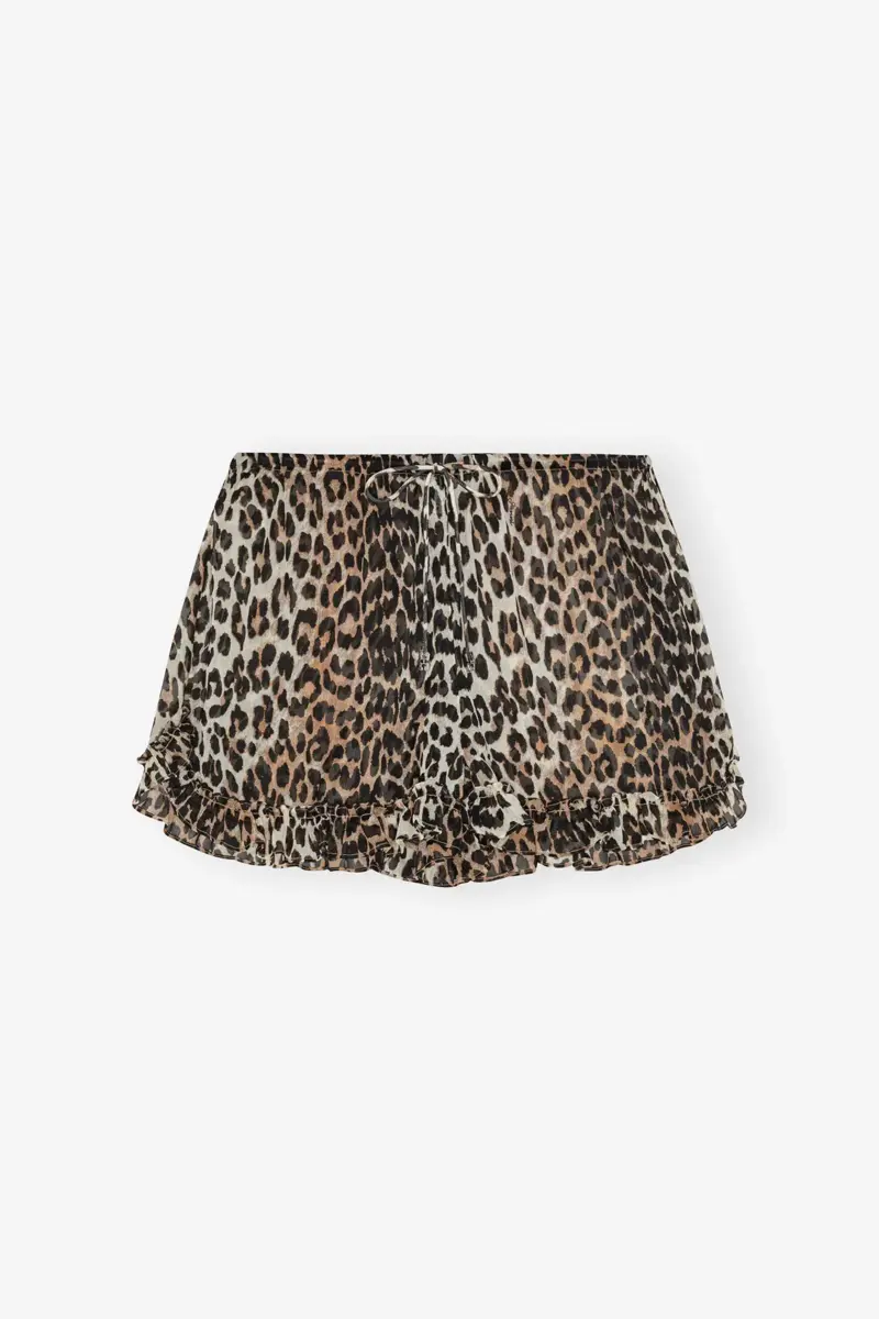 Leopard Chiffon Ruffle Shorts