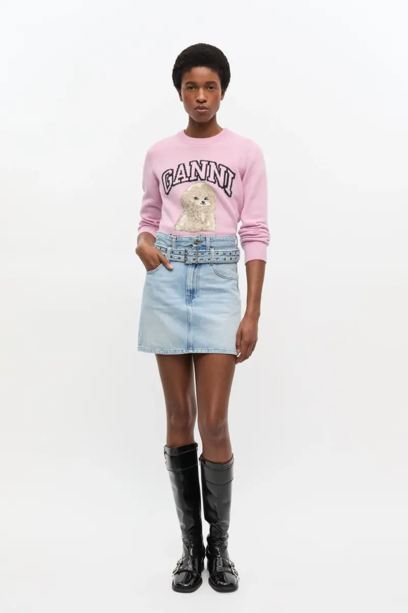 Lichtblauwe denim minirok