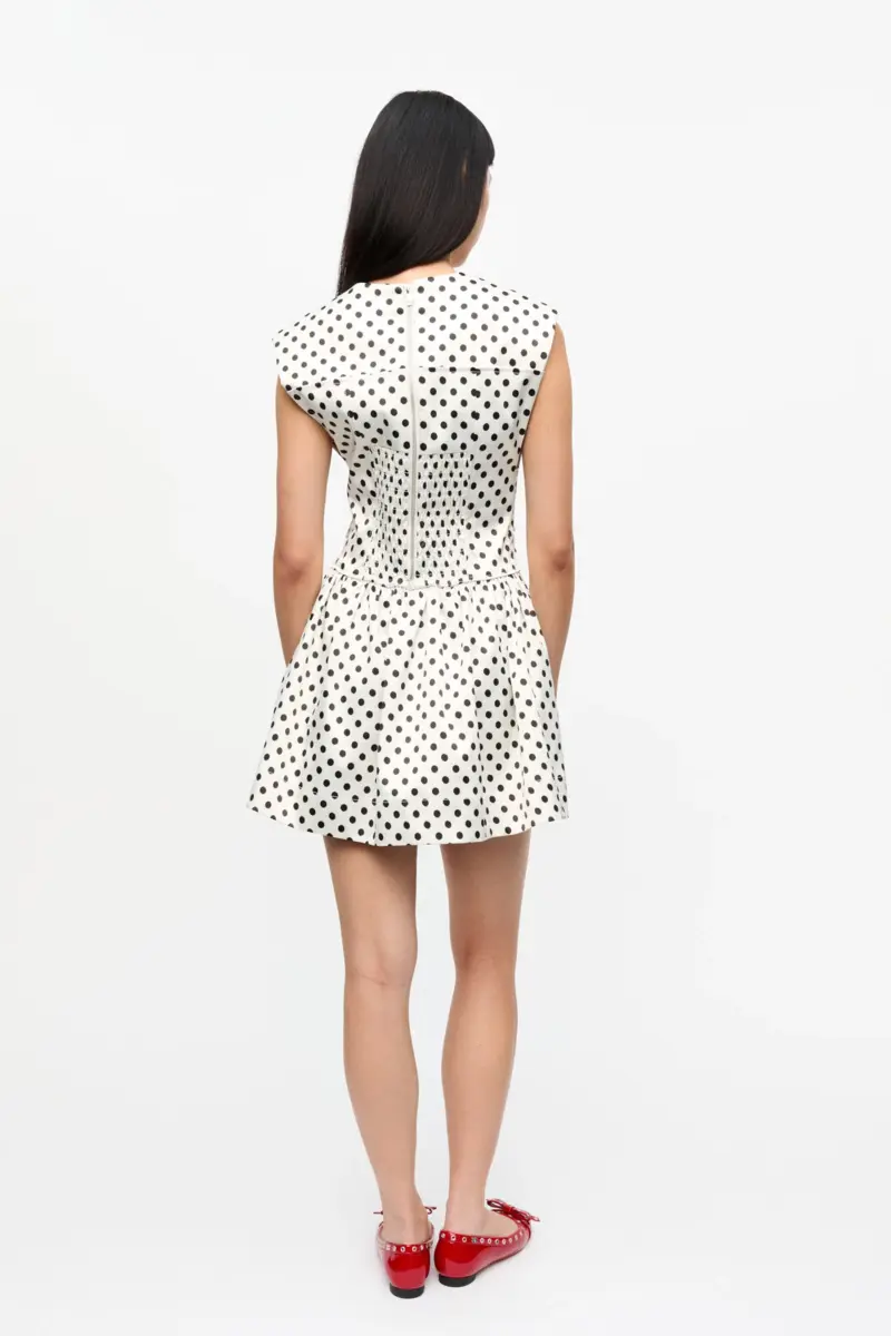 Mini-jurk van satijn met polkadots