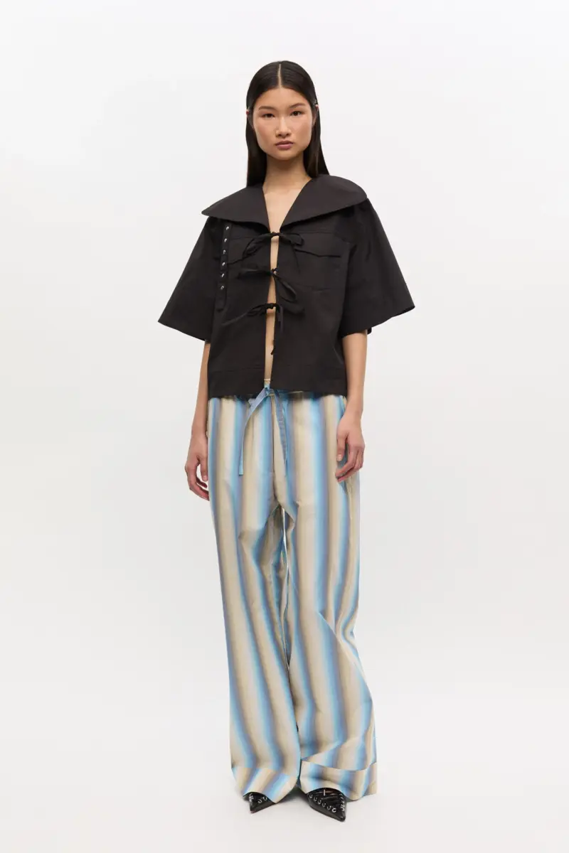 Ombre gestreepte broek met elastische tailleband