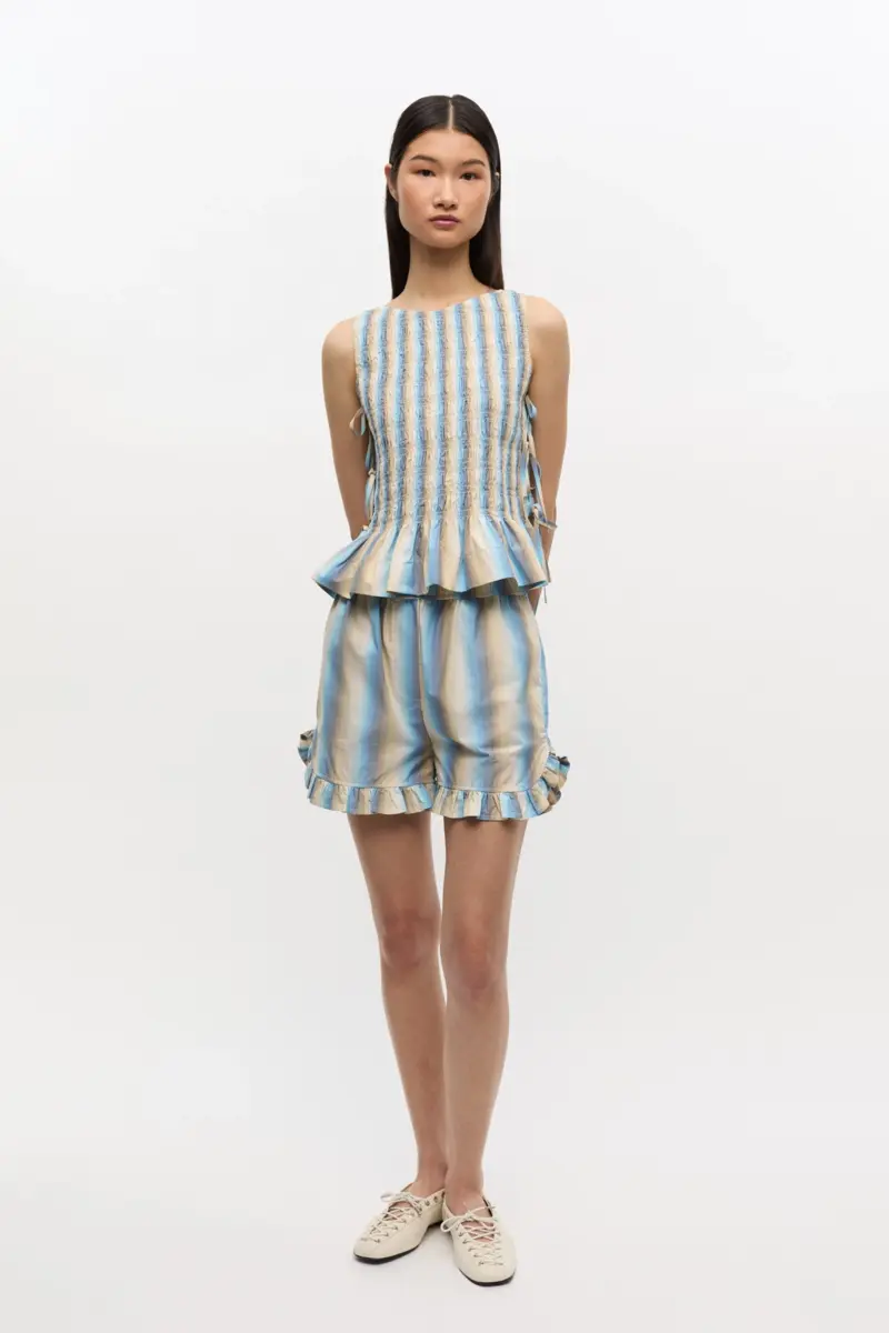 Ombre gestreepte smock top met strik