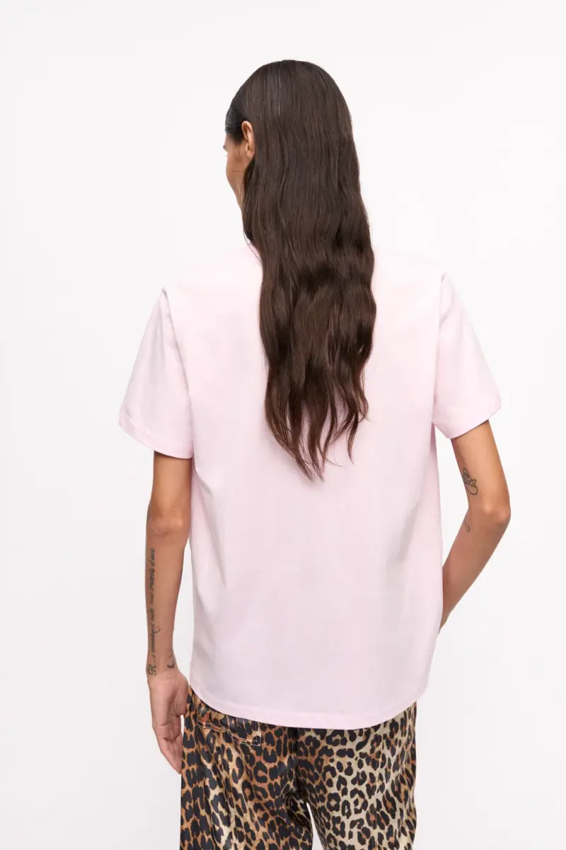 Roze basic jersey T-shirt met luipaardprint