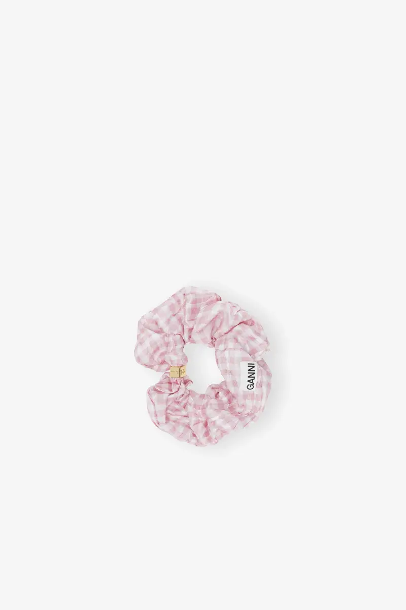 Roze scrunchie met gingham