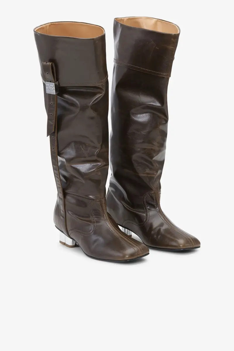 Slouchy knielaarzen in donker olijfgroen