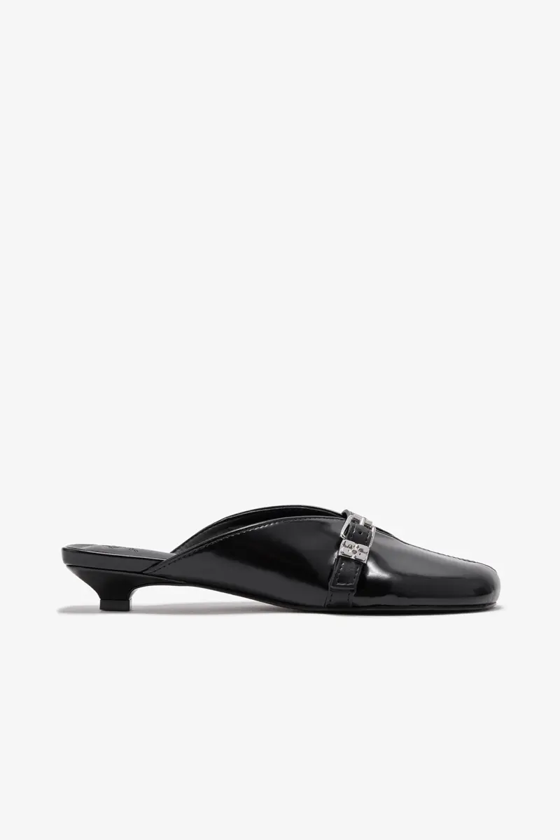 Sue Kitten Heel Mules in zwart