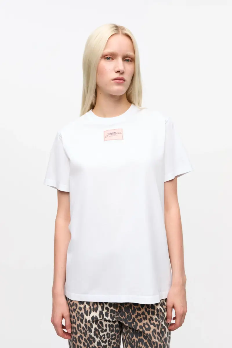 Wit basic jersey T-shirt met relaxte pasvorm