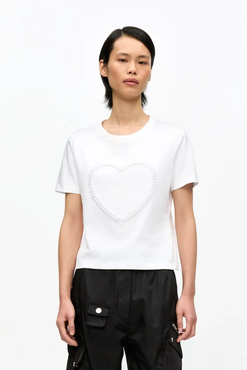 Wit cropped T-shirt met hart