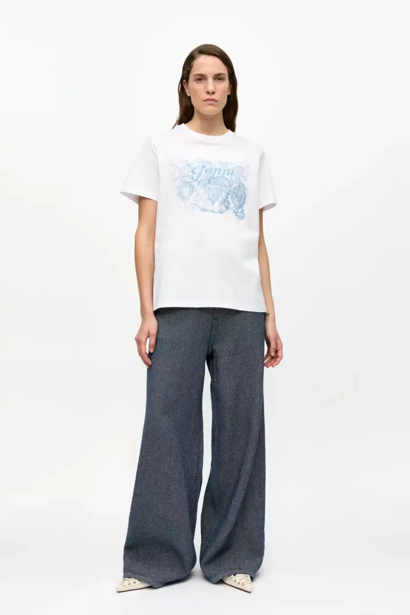 Wit jersey T-shirt met tattoo-kant