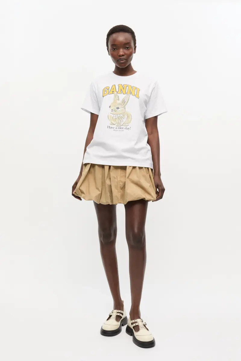 Wit relaxed jersey T-shirt met konijn