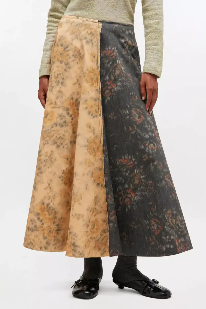 Zwart-beige bloemenrok