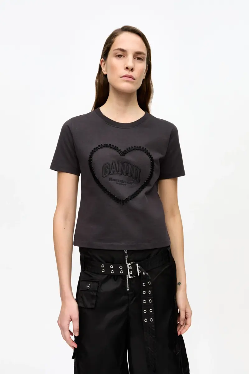 Zwart cropped T-shirt met hart