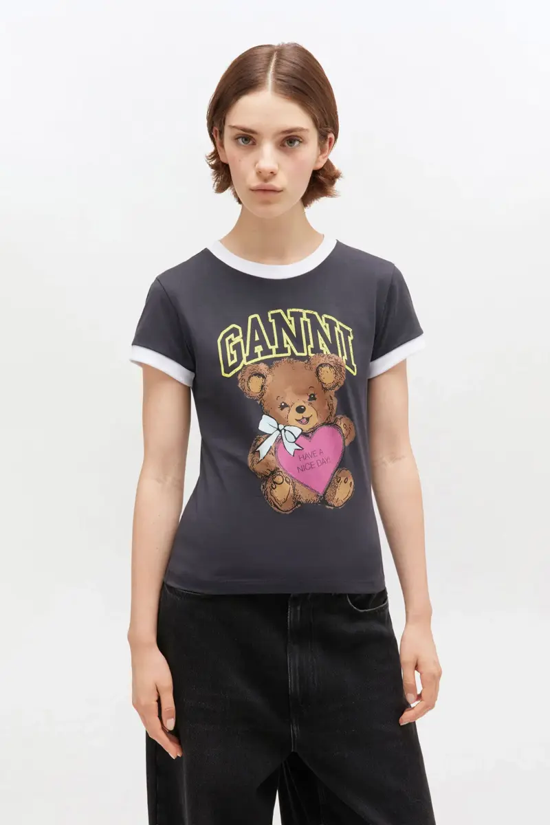 Zwart cropped teddy T-shirt