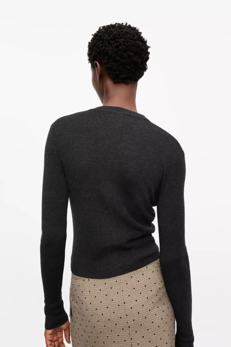 Zwart mini-geribd merino vest