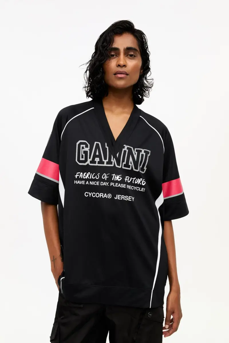 Zwart oversized T-shirt van mesh