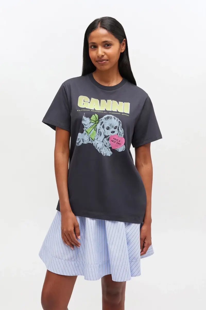 Zwart T-shirt met puppyprint