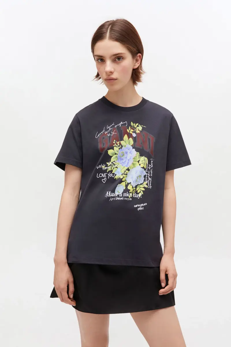 Zwart T-shirt met roos