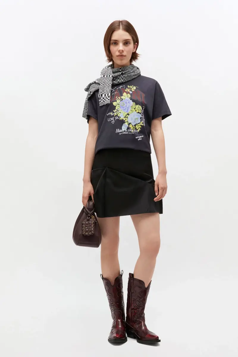 Zwart T-shirt met roos