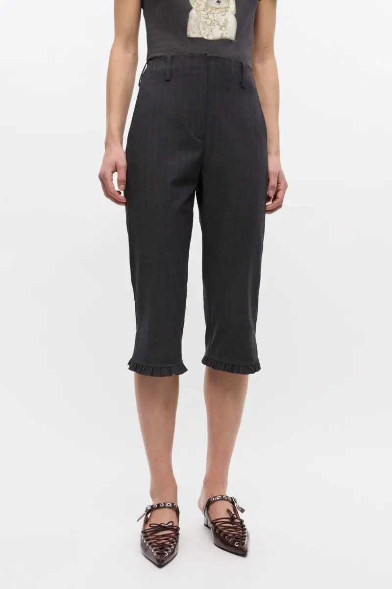 Zwarte capribroek met krijtstreep